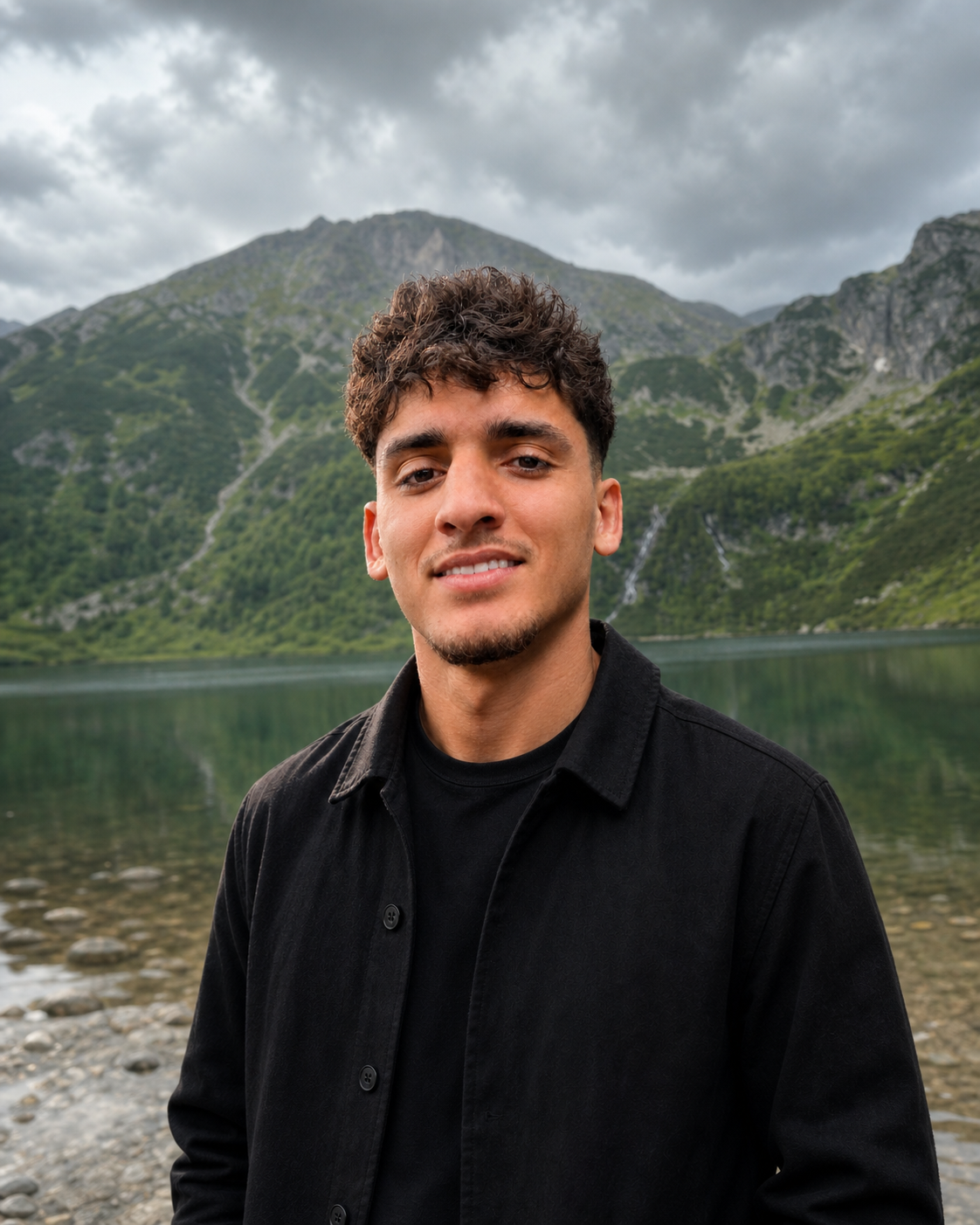 Ask Anyway on-camera host smiling in front of a mountain lake